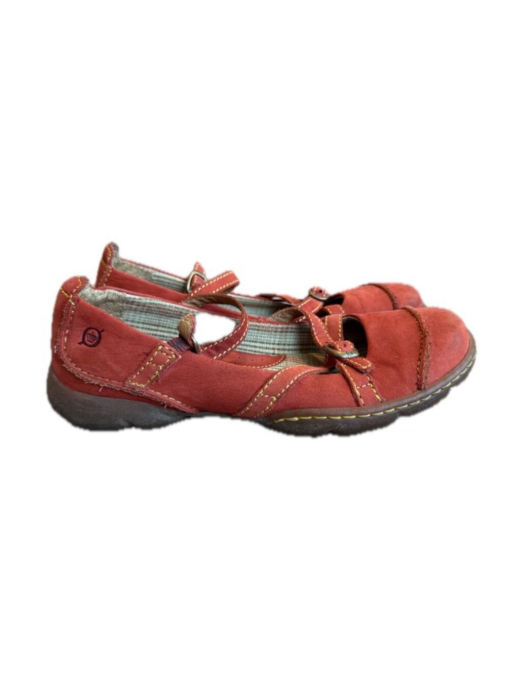Born Rust Red Mary Jane Double Buckle Strap Flats Cushioned Size 7 Women's - Picture 5 of 11